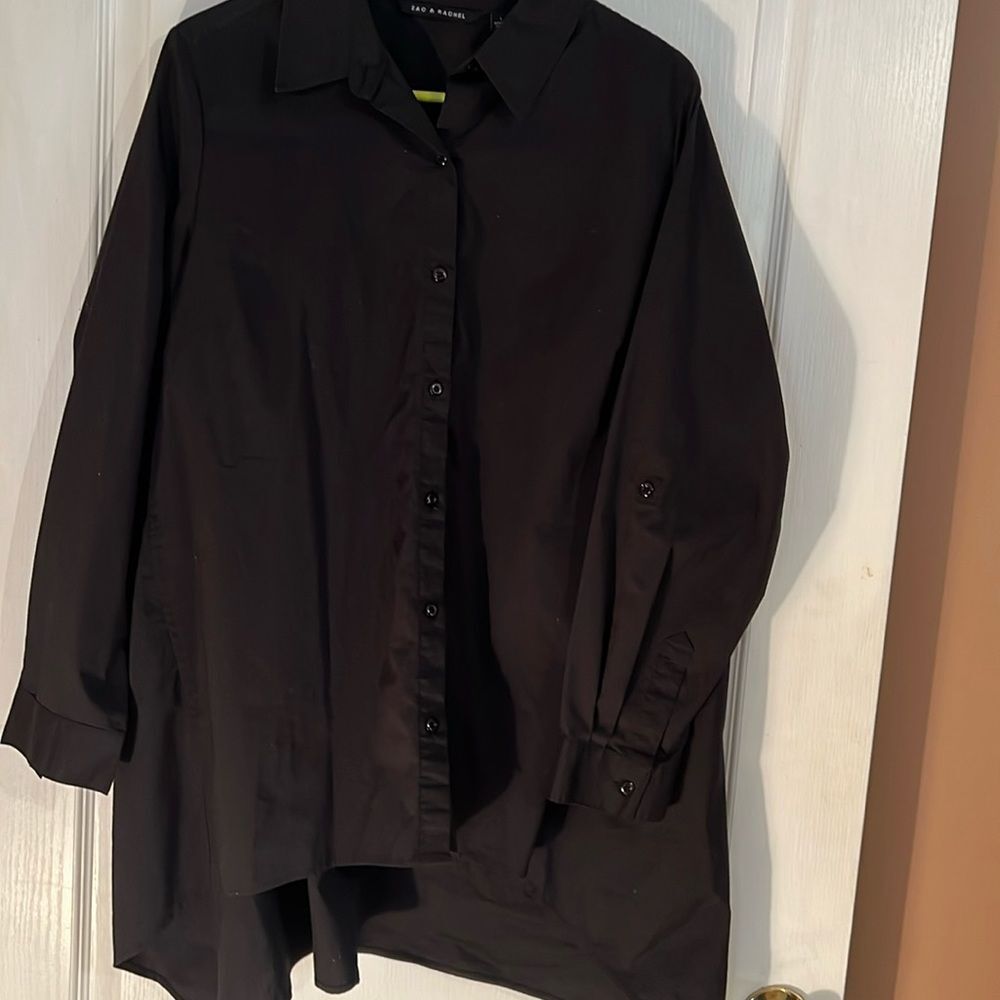 Zac & Rachel Black Long-Sleeve Button Front Shirt (L)